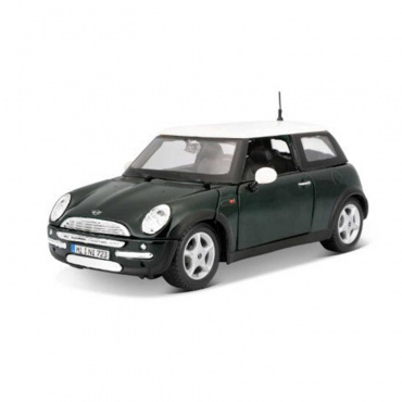 31219 Машинка die-cast MINI COOPER, 1:24, чёрная с белой крышей, открывающиеся двери