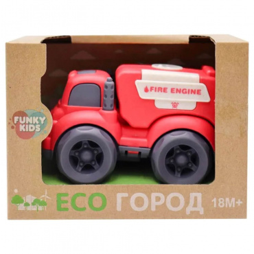 FT0278076 Игрушка. Пожарная эко-машинка 10 см, красная, Funky Toys