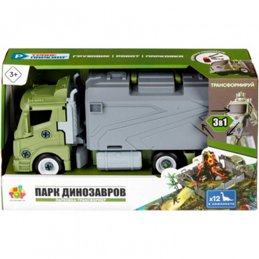 Т24221 Игрушка 1toy Транспаркинг парковка-грузовик трансформер "Военная техника", 37,5*21*13 см.