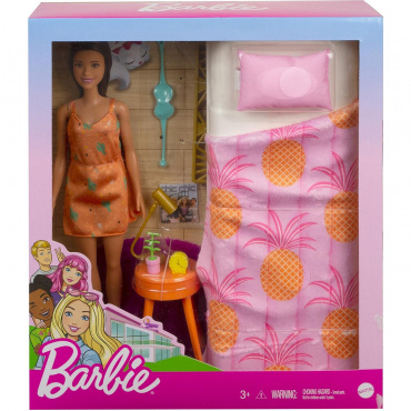 GRG86 Кукла Barbie брюнетка в спальне