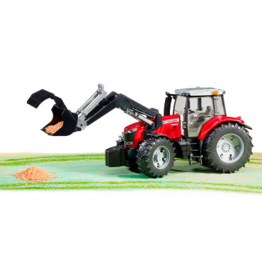 03047 Игрушка из пластмассы Трактор Massey Ferguson 7600 с погрузчиком