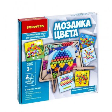 ВВ4866 Развивающие игры из дерева Bondibon «МОЗАИКА ЦВЕТА»