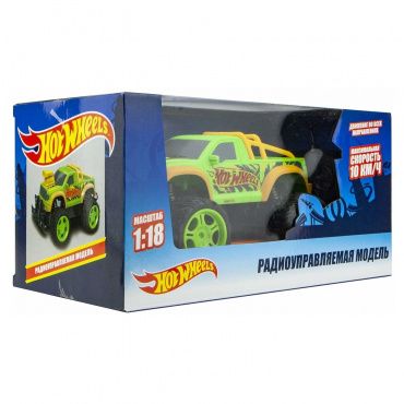 Т14169 Игрушка Hot Wheels Внедорожник на р/у, 1:18, 27 МГц, размер 21 см, 4 канала, зеленый