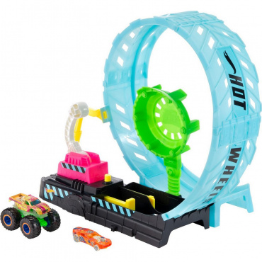 HBN02 Игровой набор Hot Wheels Монстр-трак Автотрек Мертвая петля (светящийся в темноте)