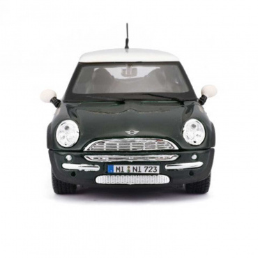 31219 Машинка die-cast MINI COOPER, 1:24, чёрная с белой крышей, открывающиеся двери