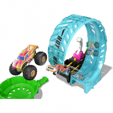 HBN02 Игровой набор Hot Wheels Монстр-трак Автотрек Мертвая петля (светящийся в темноте)