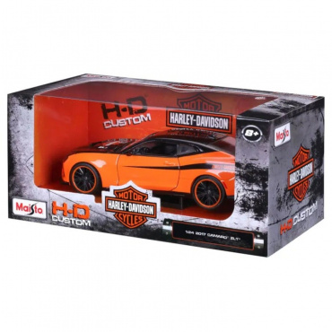 32271 Кастомизированная машинка die-cast Harley-Davidson 2017 Camaro ZL1, 1:24, чёрно-оранжевая