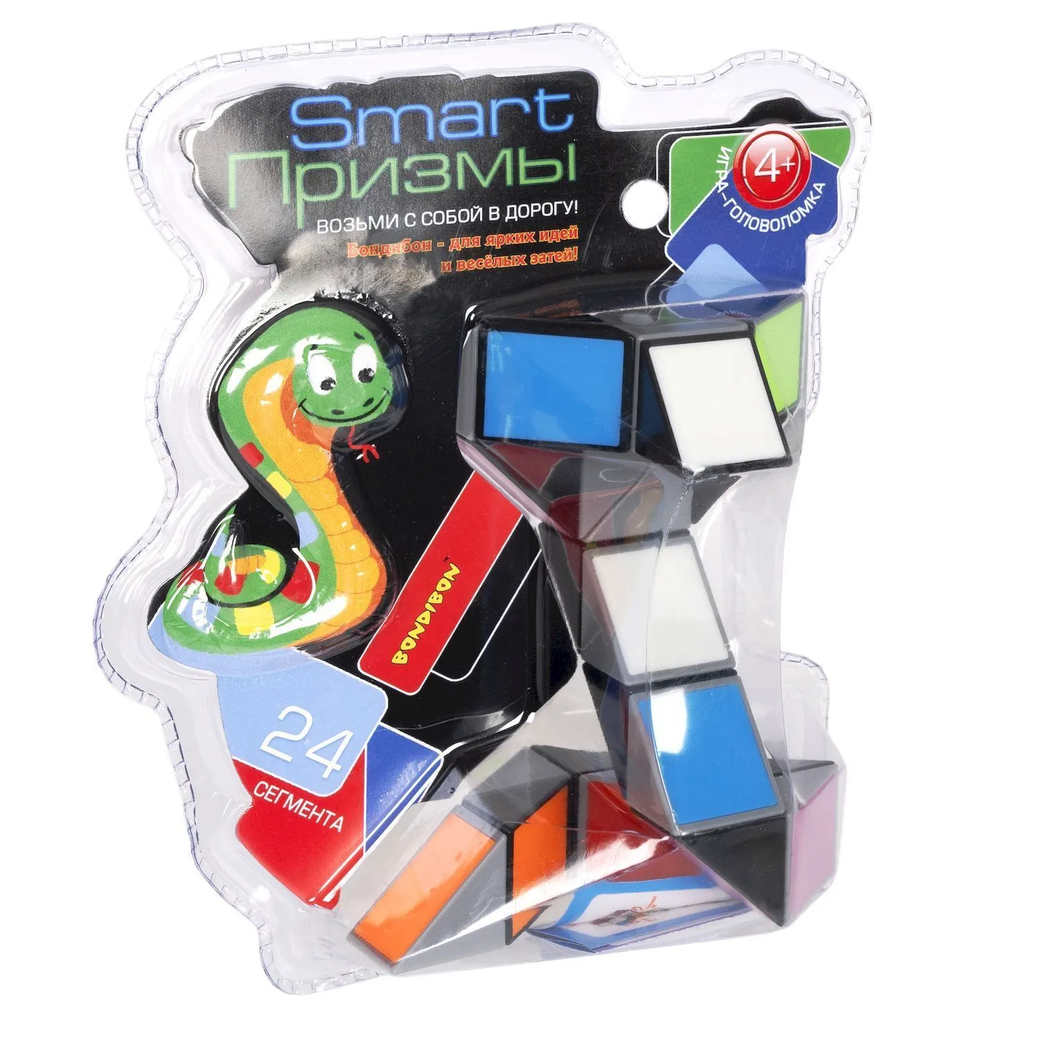 ВВ5281 Игра-головоломка Smart Призмы, 24 сегмента, Bondibon, PVС  15,5х18,5х9, пёстрая змейка