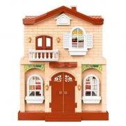 WK-15512 Дом кукольный "Мой новый дом" с мебелью, малый,  бежевый, сборный, свет. и звук. эффект.